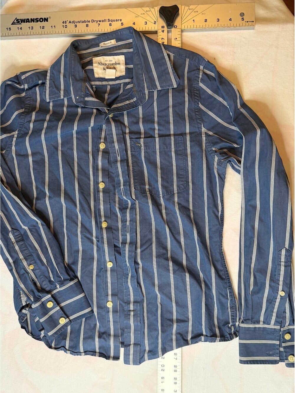 Vintage Abercrombie & Fitch Mens Medium M Striped Long Sleeve Button Shirt Y2K